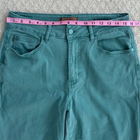 Judy Blue High Waist Garment Dyed Straight Leg Jeans Sea Green 16W Classic 90's - Picture 13 of 15